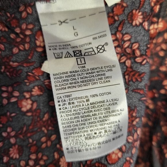 Banana Republic Cotton Flower Print Button Down Shirt Blouse Women Size L - Picture 6 of 10